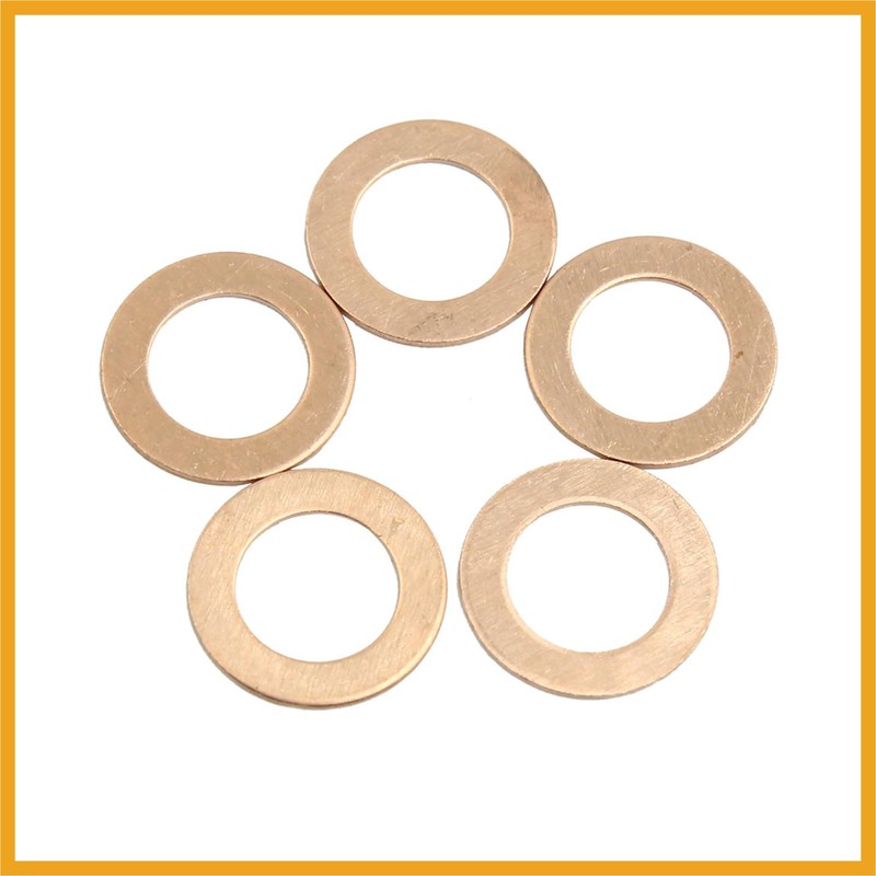 Partuto 14mm Inner Dia Copper Crush Washers Flat Sealing Gaskets