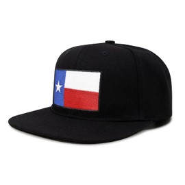 International Tie Texas Flag Hat for Men and Women - Snapback Trucker Baseball Cap (Black Flatbill)