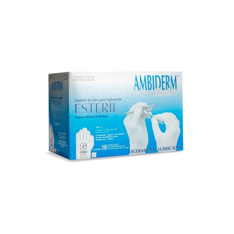 AMBIDERM GUANTE ESTÉRIL CAJA C/100 PZAS (Grande)