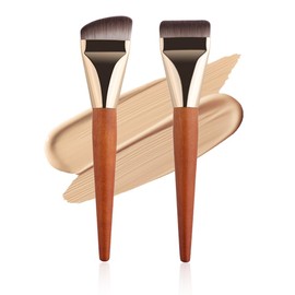 GGUFAY 2 Stück ultradünne Foundation-Pinsel, Pinsel für flüssiges Make-up, Puder, flacher Foundation-Pinsel und abgewinkelter Concealer-Pinsel, Make-up-Pinsel zum Verblenden, Auftragen, Concealer