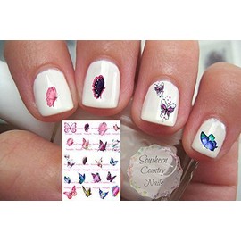 40 Colorful Butterflies Water Slide Nail Art Decals