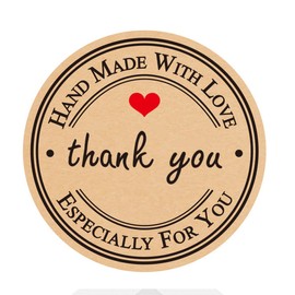1.45inch Handmade with Love120PCS Small Business Labels Envelopes,Love Heart Baking Kraft,Thank You for Your Order Sealing Stickers Decoration for Business,Just for You Stickers (Thank You)