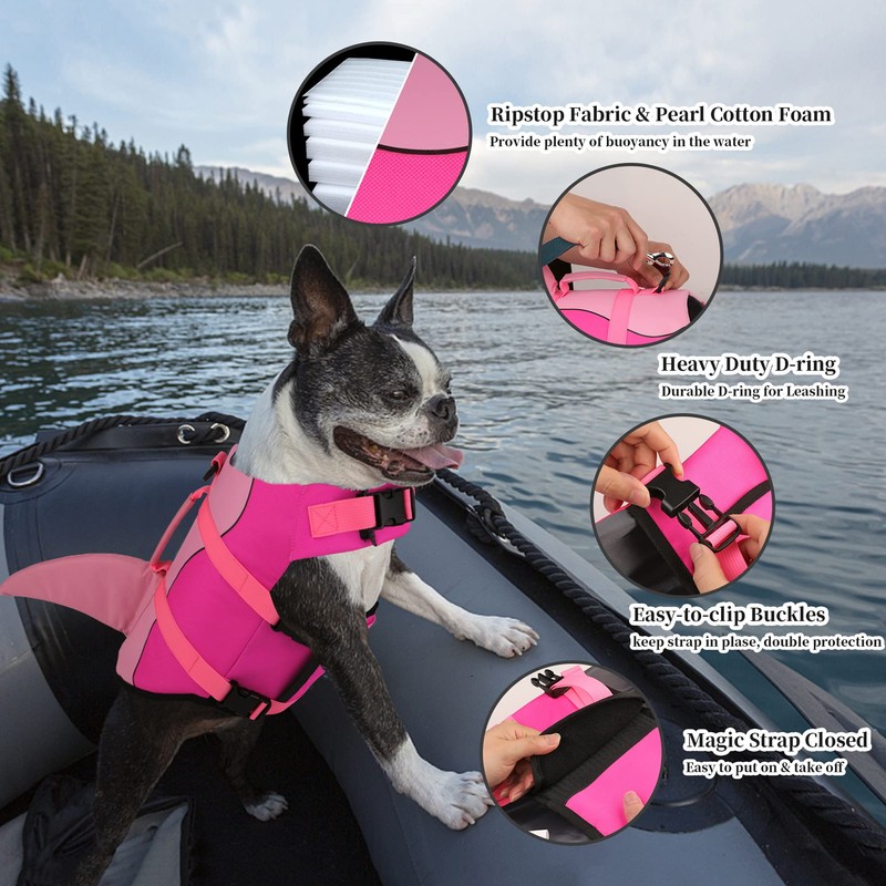 Dogcheer Dog Life Jacket, Cute Shark Dog Life Vest for