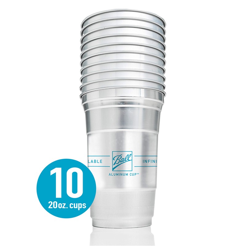 Ball Aluminum Cup Recyclable Party Cups, 20 oz. Cup, 10