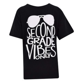 Unique Baby Boys 2nd Grade Vibes Only Back to School T Shirt (8, Black)