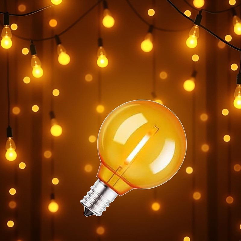 loedis 5 Pack Yellow G40 LED Christmas Replacement Light Bulbs,