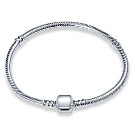 TINSLO Women's Bracelet 925 Sterling Silver, Bracelets with Heart Clasp Moments Snake Link Bracelet, Valentine's Day, Mother's Day, Birthday, Christmas Gift for Women, Girlfriend, Mum