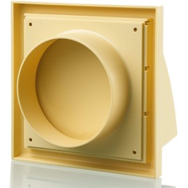 Blauberg UK Decor 185X185/125HK Cotswold Stone Plastic Cowled Hooded Air Ventilation Wall Grille with Round Spigot and Wind Baffle Backdraught Shutter, 125mm