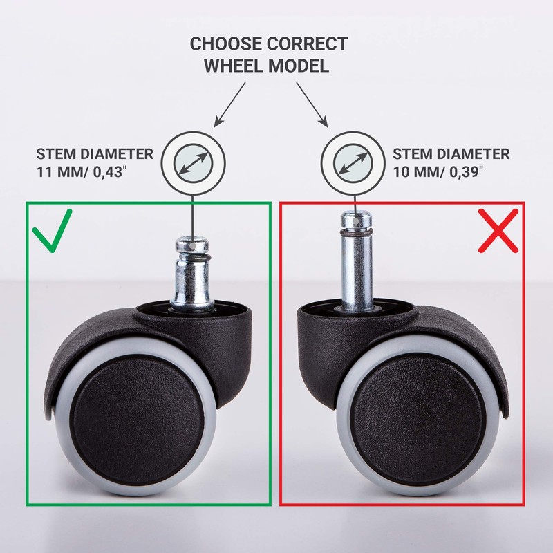 Diforma Office Chair Castors, Pack of 5 - 50 mm