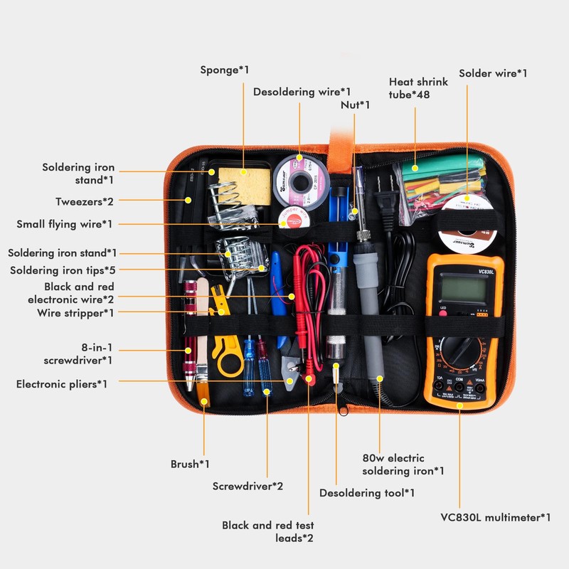 Soldering Iron Kit with Digital Multimeter, 80W LCD Adjustable Temperature