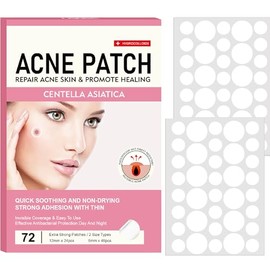 Parches Hidrocoloides Invisibles para Acné y Granitos – 72 Unidades en Varios Tamaños | Absorben Impurezas, Resistentes al Agua y Ultrafinos para Uso Diario en el Rostro, Día y Noche