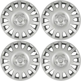 New Wheel Covers Hubcaps Fits 2002-2006 Toyota Camry; 16 Inch; 14 Spoke; Silver; Plastic; Set of 4; Standard Leg