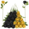 Ovveroche 24 Pcs Black,Glod Rose Artificial Flowers with Long Stem
