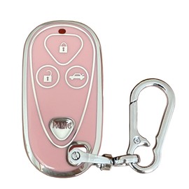 Key Fob Cover Fit for Acura Keyless Entry Remote Control Key Protective Cover Fit for Acura CL RL TL TSX RSX OUCG8D-387H (Pink-Silver)
