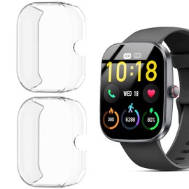 Compatible for Kuizil Smart Watch Case, Lamshaw Soft Slim TPU All Around Protective Shell Anti-Scratch Bumper Cover Case Compatible for Kuizil T70, WeurGhy T70 1.91" Smartwatch (Clear+Clear)