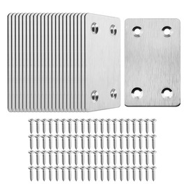 TOPPROS Pack of 20 Flat Metal Straight Brace Bracket 0.06inch Thickness Metal Flat Straight Mending Plates Fixing Corner Brace ,2.4inch x 1.5 inch