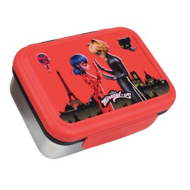Miraculous Fun House 006086 Ladybug Brotdose für Kinder, Edelstahl, Höhe 6,5 x Länge 17 x Tiefe 13,5 cm, Rot