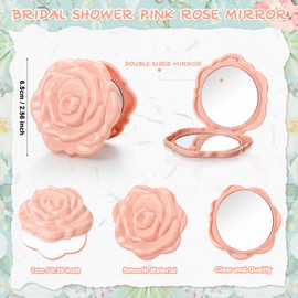 FoldTier 30 Sets Bridal Shower Party Favors for Guests Small Rose Compact Mirror Bulk Wedding Favors Thank You Cards and Organza Bags Wedding Party Guests Souvenir Gift (Pink Champagne)