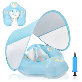 Loowarts Baby Pool Float with Canopy and Safety Seat,Infant Swim Float & Pool Float & Baby Water Float & Swimming Floats UPF50+ UV Protection for Kids from 3 to 12 Months.