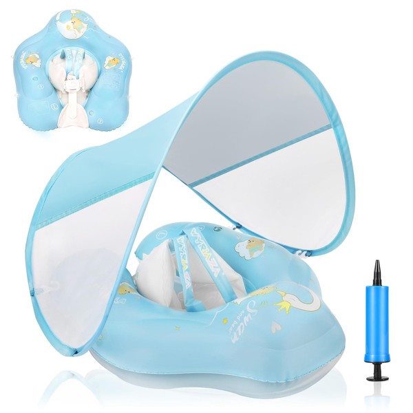 Loowarts Baby Pool Float with Canopy and Safety Seat,Infant Swim