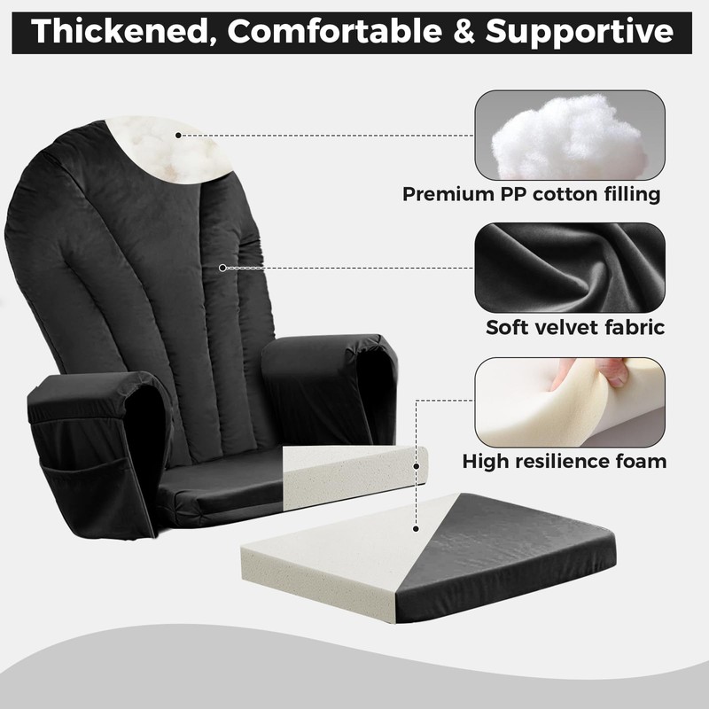 ANMINY 5pcs Glider Rocker Replacement Cushions Set - Thickened Velvet