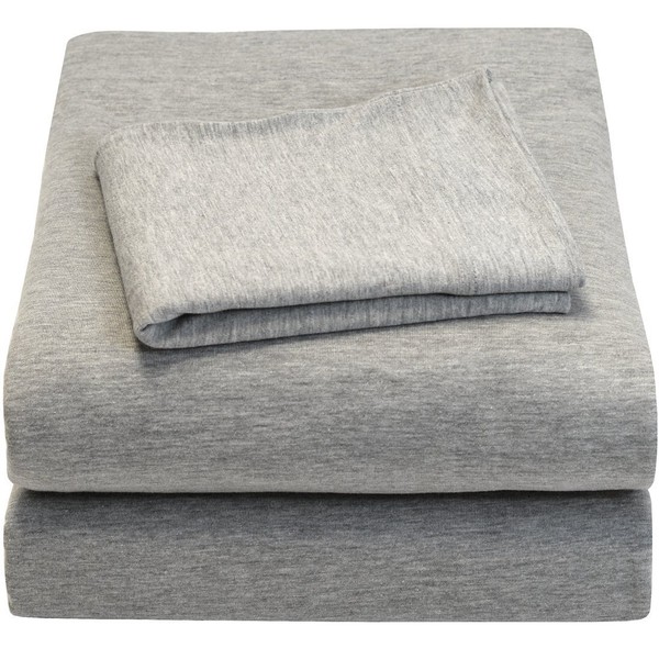 Full XL 100% Cotton Jersey Knit Sheet Set Heather Grey