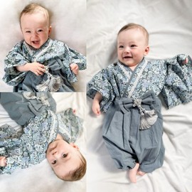Regalo Baby Hakama, 2 Pieces, 27.6 - 35.4 inches (70 - 90 cm), Romper, Girls, Boys, Kimono, Formal, Baby, Shrine Visit, Hundreds of Day Holidays, First Festival, royal navy