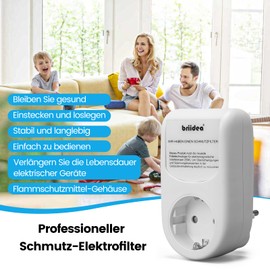 briidea Mains Filter Adapter Plug, Universal Broadband Mains Filter, Healthy Environment & Longer Device Life through High Frequency Noise Filtration