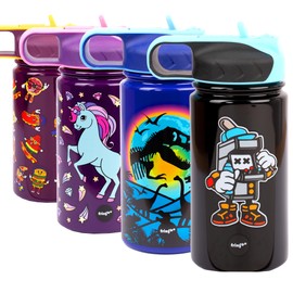 Fringoo - 350ml Toddler water bottle - Insulated Water Bottle - Stainless Steel and Straw Fliptop Durable and Cool Design - Little Gamers