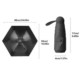 Ssiyiya Folding Umbrella, Mini Umbrella Windproof Portable Compact Umbrella Pocket Umbrella UV Protection Lightweight Strong Sturdy Reinforced Travel Umbrella for Mens Women(Black)