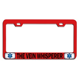 Custom Brother - The Vein Whisperer Paramedic Doctor Nurse Red Steel Auto SUV License Plate Frame License Tag Holder, K50