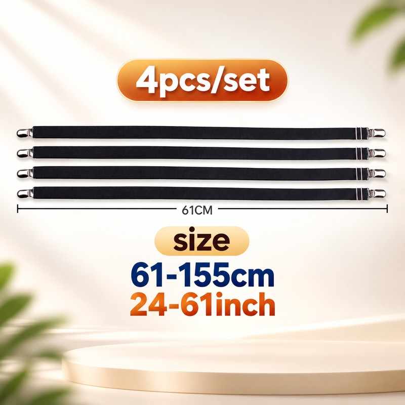 Adjustable Bed Sheet Fastener Straps, 4-Pack Elastic Sheet Grippers with