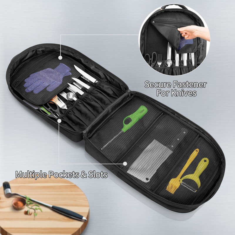 samdew Three-layer Chef Backpack with Knife Bag, Professional Knife Backpack