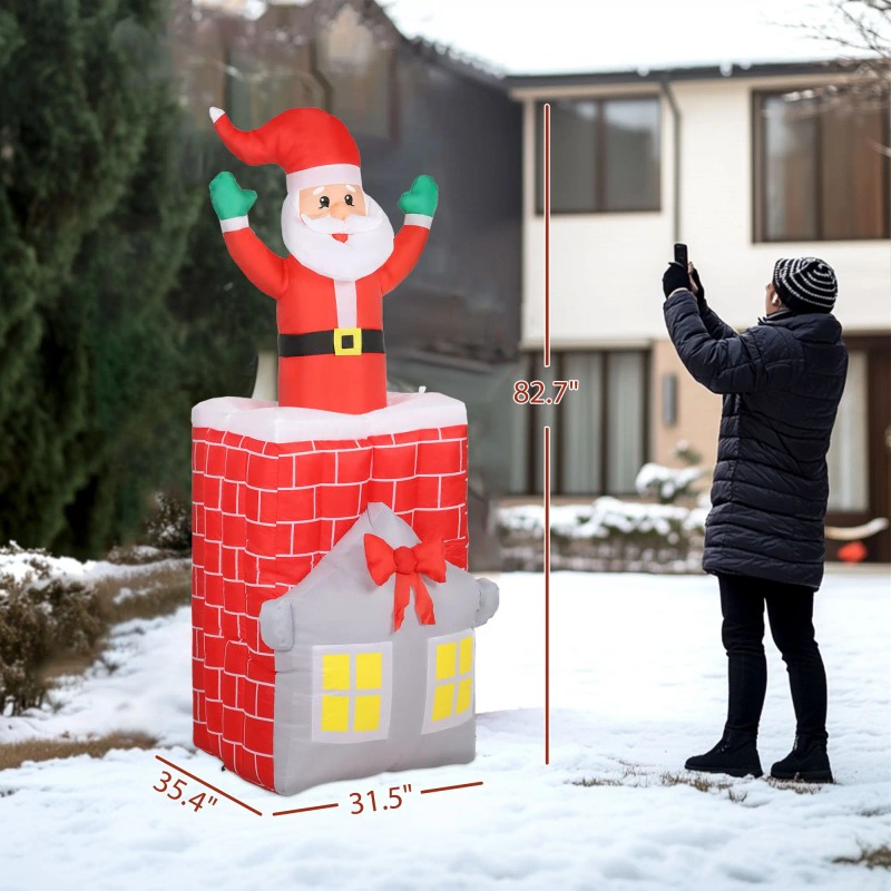 "7FT Inflatable Santa in Chimney for Indoor Party up and
