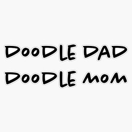 Doodle Mom, Doodle Dad, Goldendoodle Parents - Golden Doodle Sticker Vinyl Bumper Sticker 6 Mil Thick - Size 5"