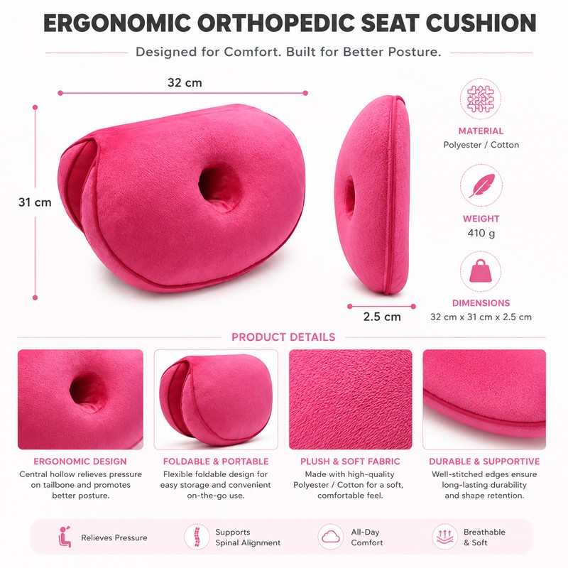 Hip Lift Seat Cushion for Posture Support – Foldable Comfort