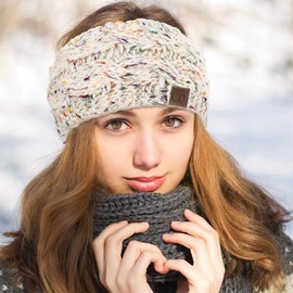 XOUDKE Women's Winter Headband, 4 Pieces, Winter Knitted Headband, Women, Girls, Women, Crochet Headbands, Thick Hair Band, Ear Warmers, Headwrap, Elastic Party Outdoor Sports