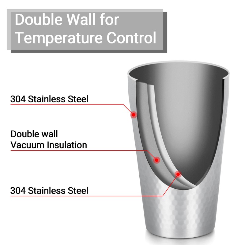 Beasea Stainless Steel Cups 15 oz, 4 Pack Large Stackable