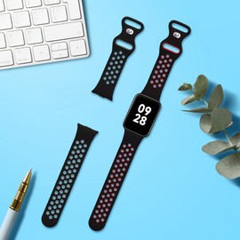 kwmobile Straps Compatible with Xiaomi Mi Band 8 Pro Straps - 2x Replacement Silicone Watch Bands - Black/Grey/Black/Red
