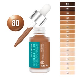 Maybelline Green Edition Superdrop Tinted Oil Base Makeup, Adjustable Natural Coverage Foundation Formulated With Jojoba & Marula Oil, 80, 1 Count