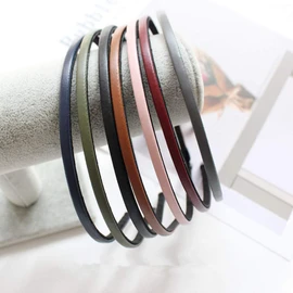 Cute Solid Simple Leather Covered Party Headband Hair Bows Hair Loop Clasp Glitter Hairbands for Women and Girls
