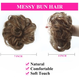 RESACA 100% Human Hair Bun Extension Messy Bun Hairpieces Brown Hair Bun Extensions for Women Human Bun Scrunchies Updo Chignons Daily(Light Brown 1 Count)