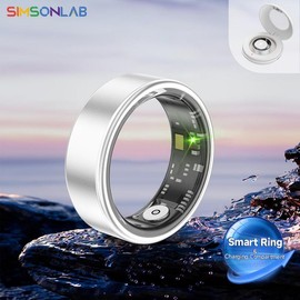SIMSONLAB Smart Ring, Rechargeable Lightweight Smart Ring, 1 Count Waterproof Fashion Wearable Ring, Pedometer, Daily Activity Tracker for Men & Women, Fitness Tracking Tool, Fitness Tracker - Color: Strong White, Specification: 9#