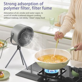 OQIMAX Portable Exhaust Hood Desktop Range Hood Portable Kitchen Exhaust Fan with 3 Speed Small Indoor Range Hood with 5 Changeable Filter for Cooking BBQ Hot Pot Camping (Black)