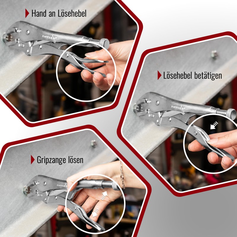 Poppstar Universal Grip Pliers (225 mm) Locking Pliers with Set
