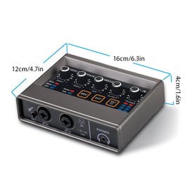 summina Audio Card Audio Interface Recording Audio Interface XLR Reverbero DSP Power Supply Phantom 48V Sound Card Resolution 16 bit/48 kHz Plug and Play for Recording