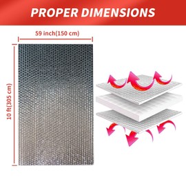 Aiglille Reflective Insulation Foam, 59 in W x 10 ft L Double Bubble Weatherproofing Reflectix Foil Insulated for RV, Window Insulation for Summer Heat