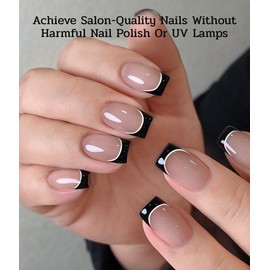 ruyeefam Nail Polish Strips - 22 Pcs Salon Quality Gel Nail Stickers - Long Lasting Wraps (Black Serenade)