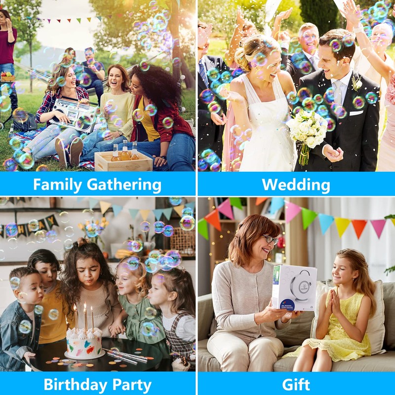 Bubble Machine for Kids Toddlers,Automatic Bubble Blower Rechargeable, 90° 360°