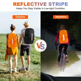 LAMA Backpack Rain Cover, Waterproof, for School Bags, with Reflective Strips, Adjustable Buckle S (18L-25L) M (26L-40L) L (41L-55L), orange